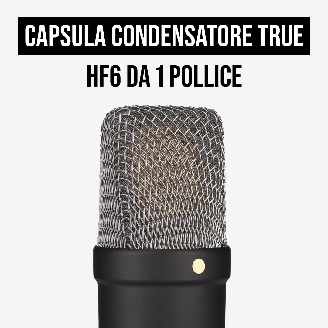 RØDE NT1 Signature Series Microfono a condensatore a grande diaframma della con supporto antivibratorio, filtro antipop e cavo XLR per produzione musicale, registrazione vocale, streaming e podcast