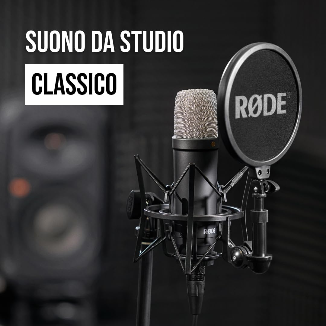 RØDE NT1 Signature Series Microfono a condensatore a grande diaframma della con supporto antivibratorio, filtro antipop e cavo XLR per produzione musicale, registrazione vocale, streaming e podcast
