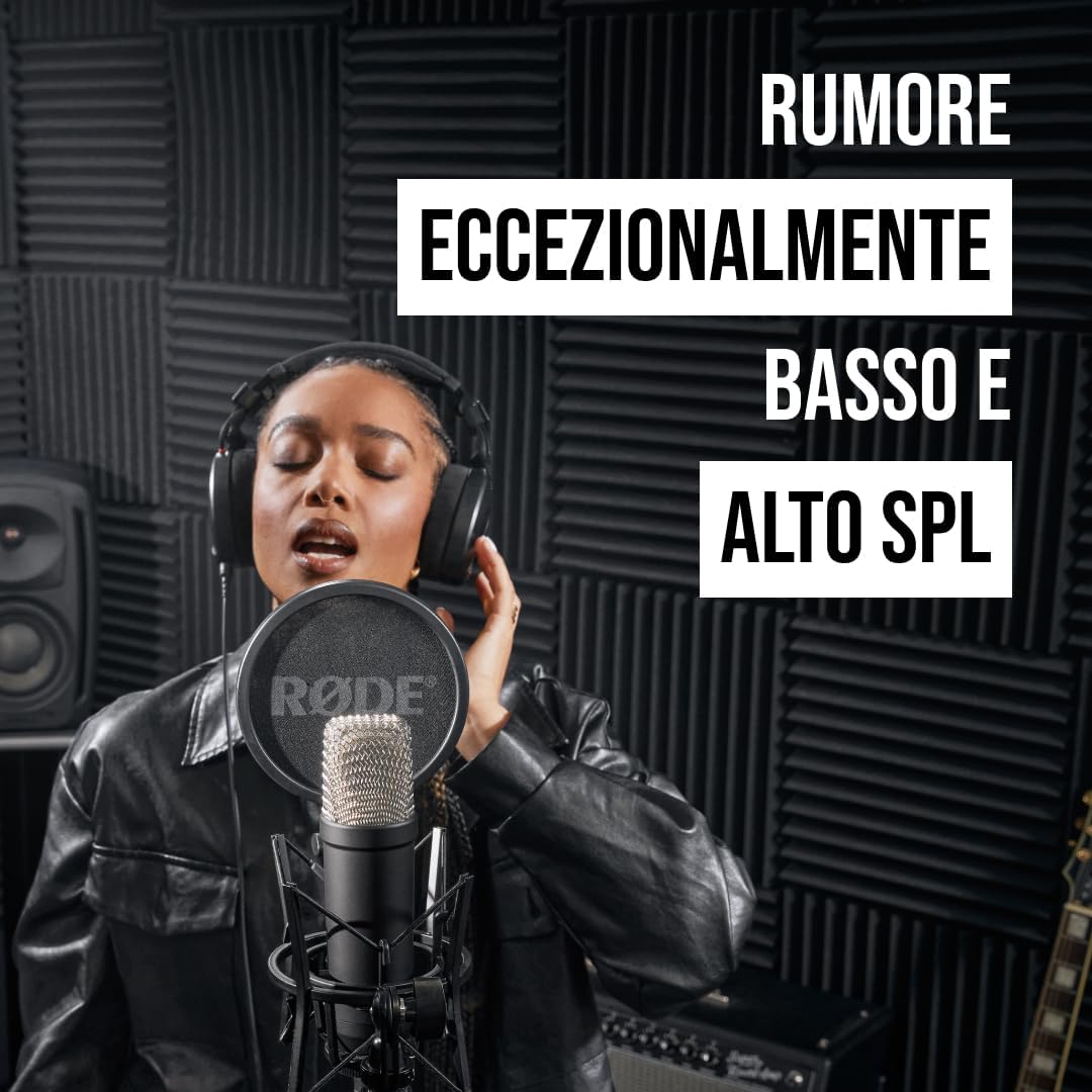 RØDE NT1 Signature Series Microfono a condensatore a grande diaframma della con supporto antivibratorio, filtro antipop e cavo XLR per produzione musicale, registrazione vocale, streaming e podcast