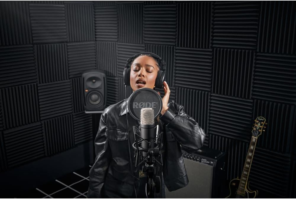 RØDE NT1 Signature Series Microfono a condensatore a grande diaframma della con supporto antivibratorio, filtro antipop e cavo XLR per produzione musicale, registrazione vocale, streaming e podcast