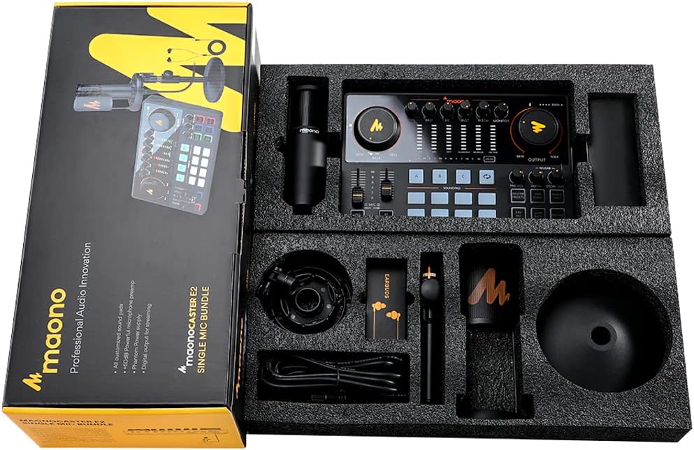 MAONO AME2A Interfaccia audio - effetti integrati, ingresso XLR e Inst, microfono incluso