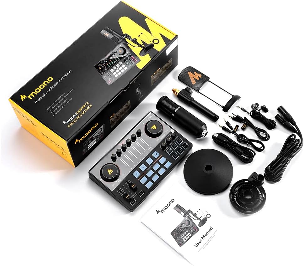 MAONO AME2A Interfaccia audio - effetti integrati, ingresso XLR e Inst, microfono incluso