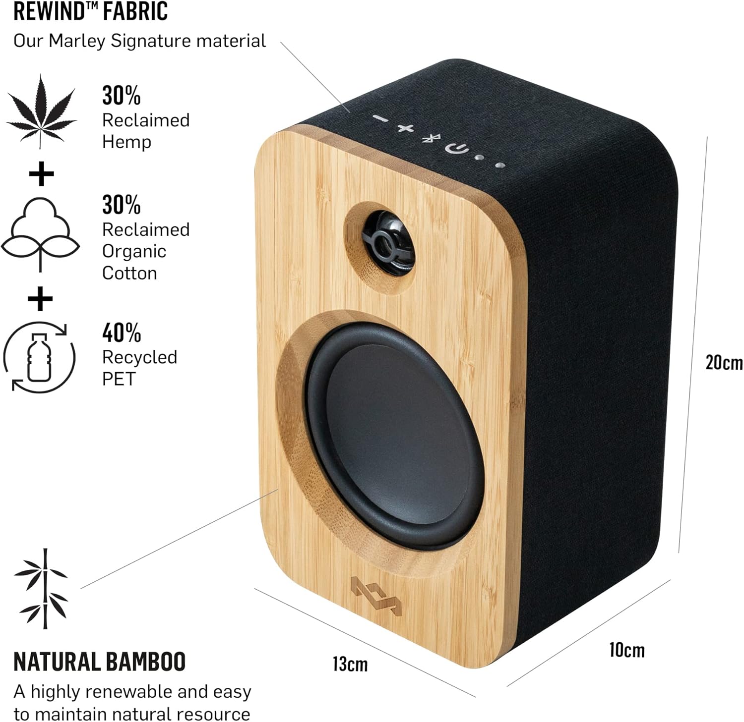 Marley Casse House of Get Together Duo da Libreria - Casse Bluetooth con Ingresso AUX, Compatibili con Giradischi e Vinili - Altoparlanti Libreria Attivi ad Alta Definizione, Design Sostenibile