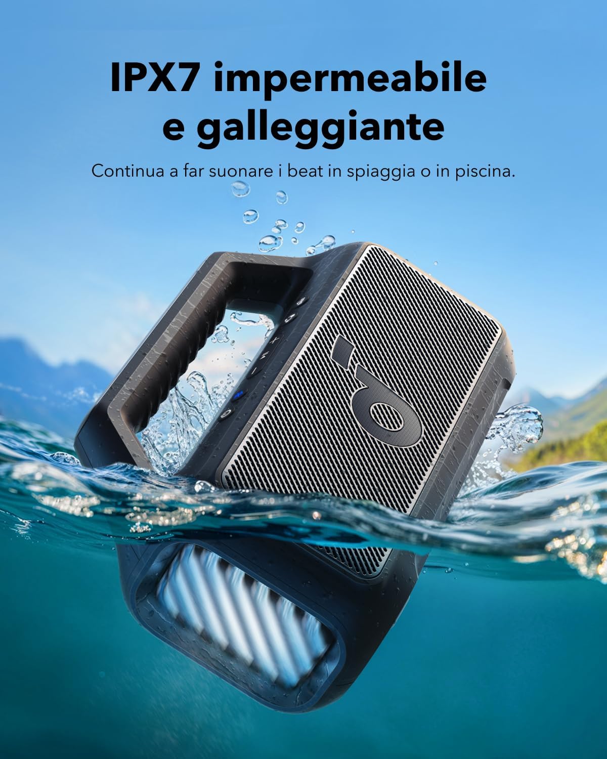 Soundcore Cassa Bluetooth Portatile Boom 2, 80W Booming Sound con Subwoofer e BassUp 2.0, 24H, IPX7, Luce LED, USB-C, EQ Personalizzato, per Esterni, Campeggio Spiaggia e Giardino