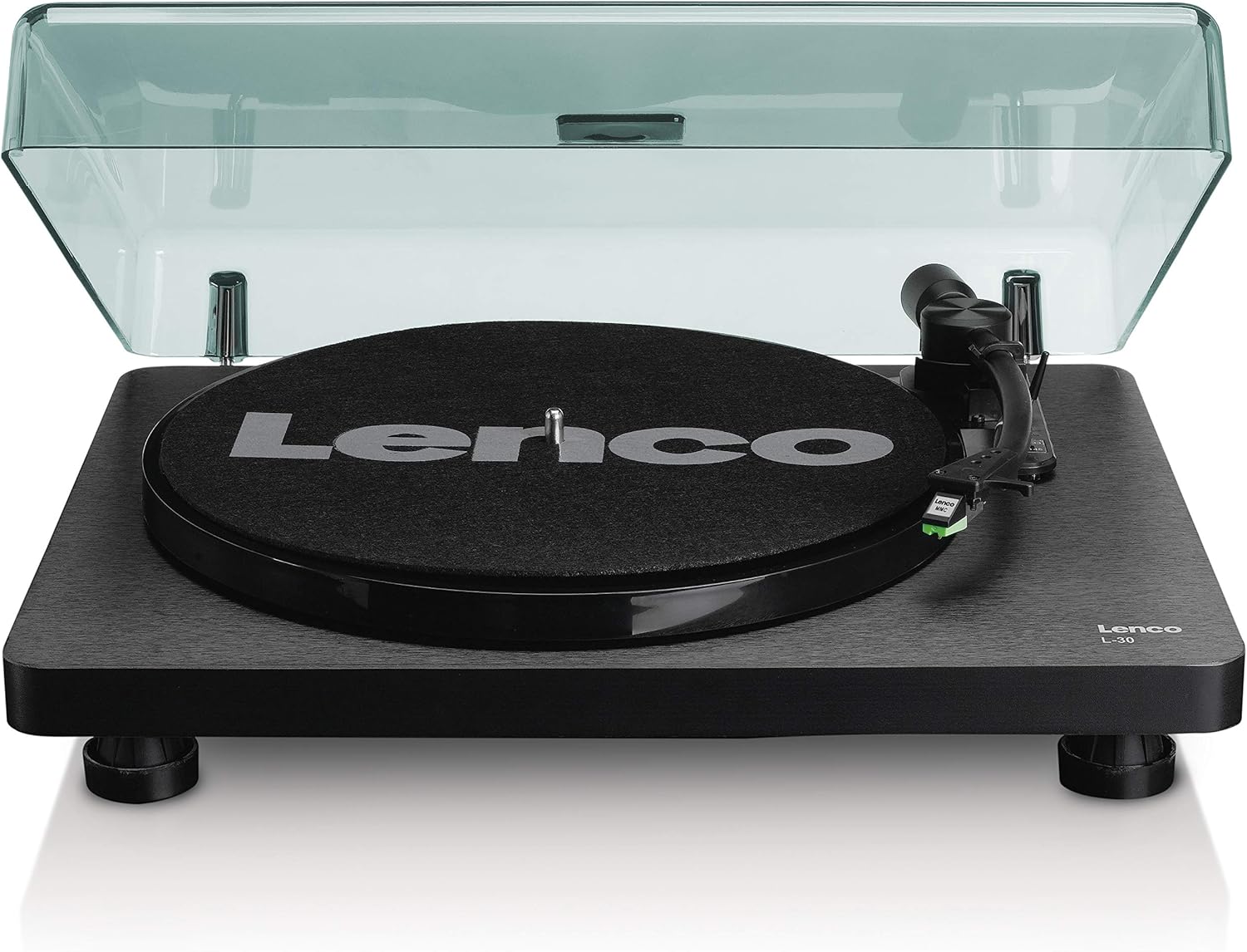 Lenco L-30BK Giradischi USB - giradischi con trasmissione a cinghia - 33 e 45 giri - USB - uscita RCA - digitalizzazione dischi - preamplificatore - legno