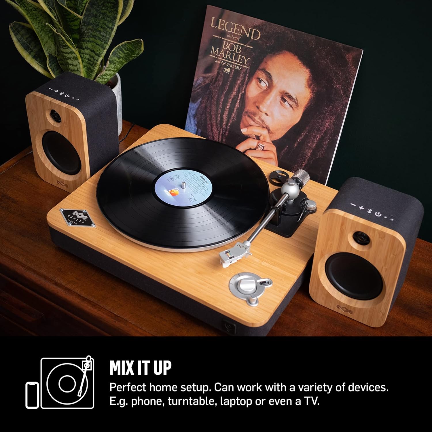 Marley Casse House of Get Together Duo da Libreria - Casse Bluetooth con Ingresso AUX, Compatibili con Giradischi e Vinili - Altoparlanti Libreria Attivi ad Alta Definizione, Design Sostenibile