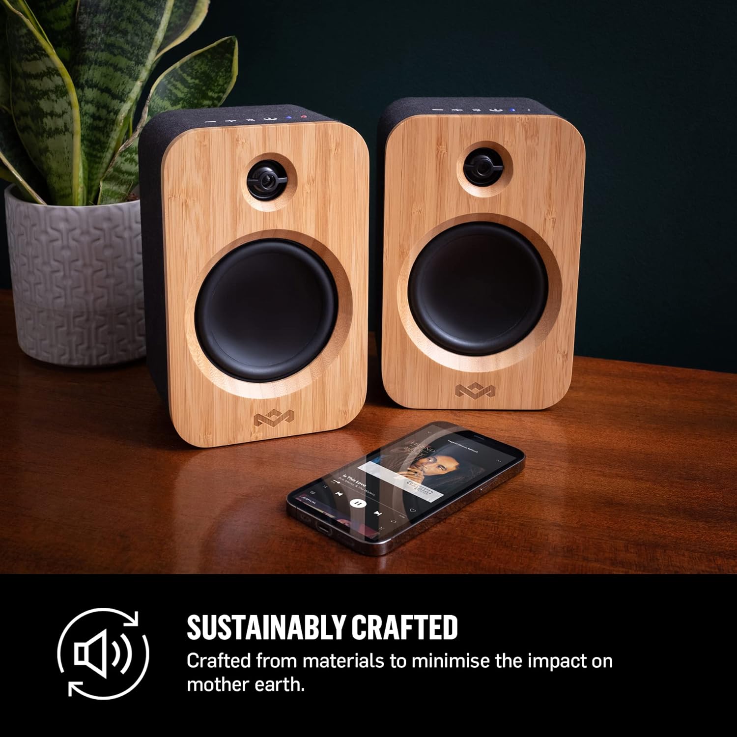 Marley Casse House of Get Together Duo da Libreria - Casse Bluetooth con Ingresso AUX, Compatibili con Giradischi e Vinili - Altoparlanti Libreria Attivi ad Alta Definizione, Design Sostenibile